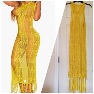 New Exotic Crochet Hollow Tassel Swimwear Cover-up Maxi Summer Vacation Dress